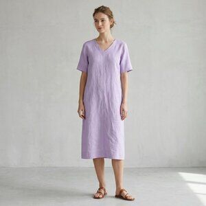 Stateside Anthropologie Lilac Linen Dress Medium Lavender Made in USA
